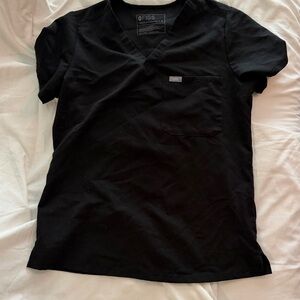 Figs Jet Black V-Neck Scrub Top